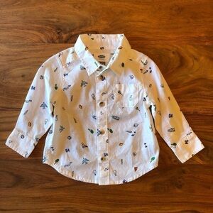 Old Navy Button Front shirt With Cute Multi Print